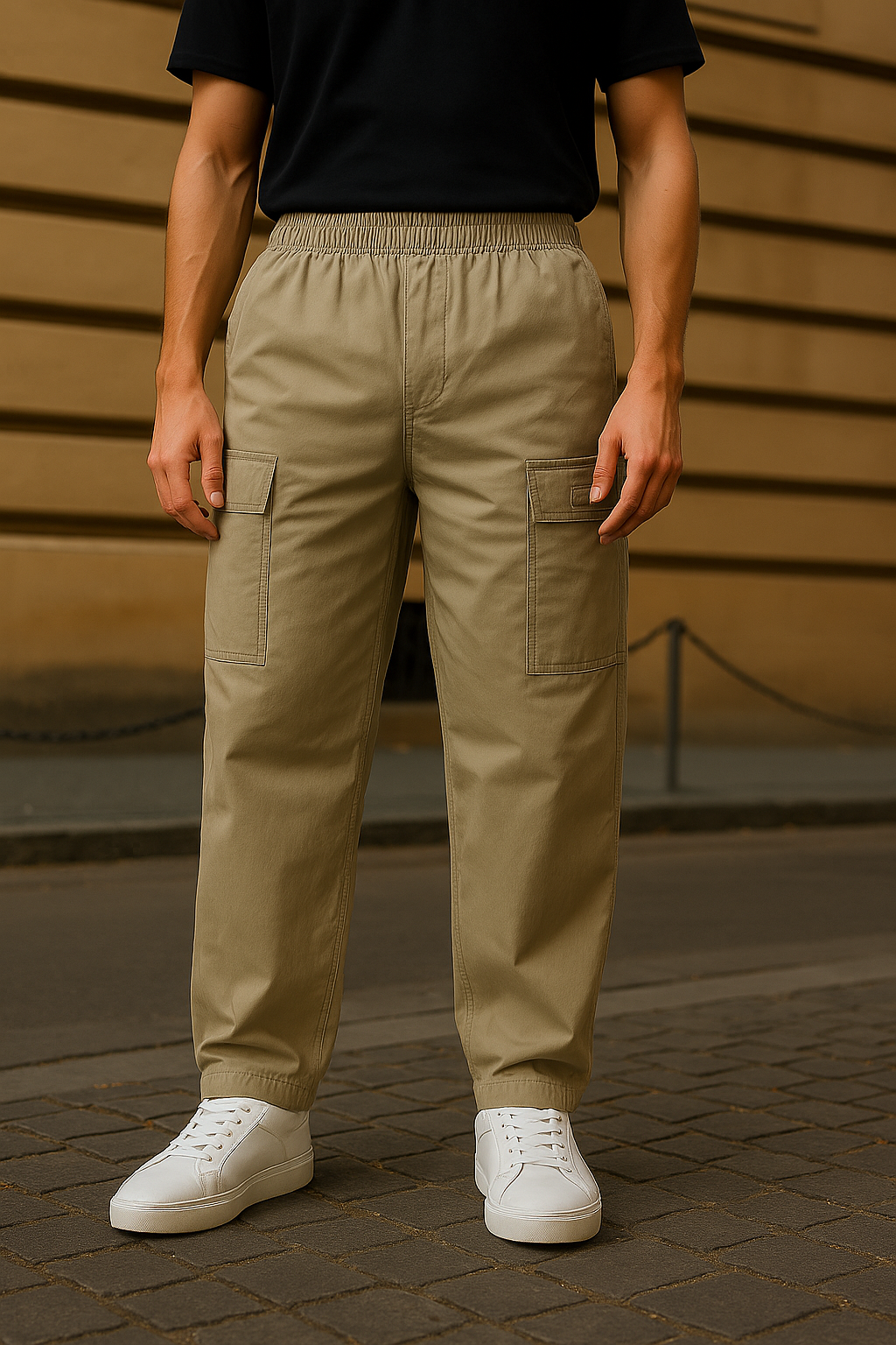 Pull & Bear 6-Pocket Cargo Pants – Dark Beige