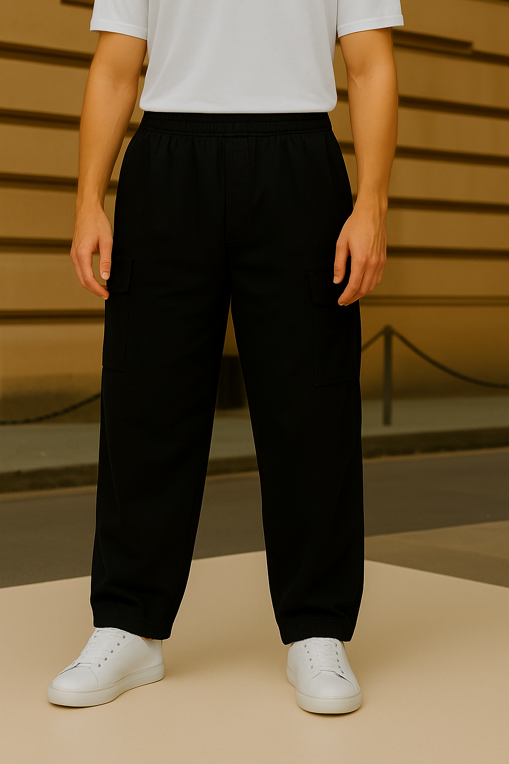 Pull & Bear Black 6 Pocket Cargo Pants