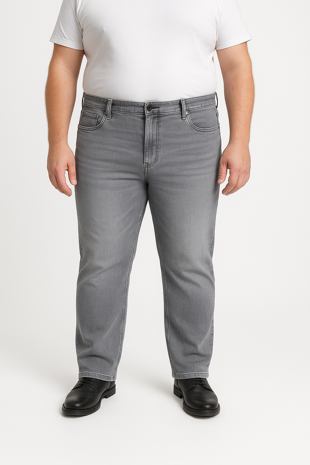 Men’s Straight Fit Big Size Jeans – Grey Wash Denim
