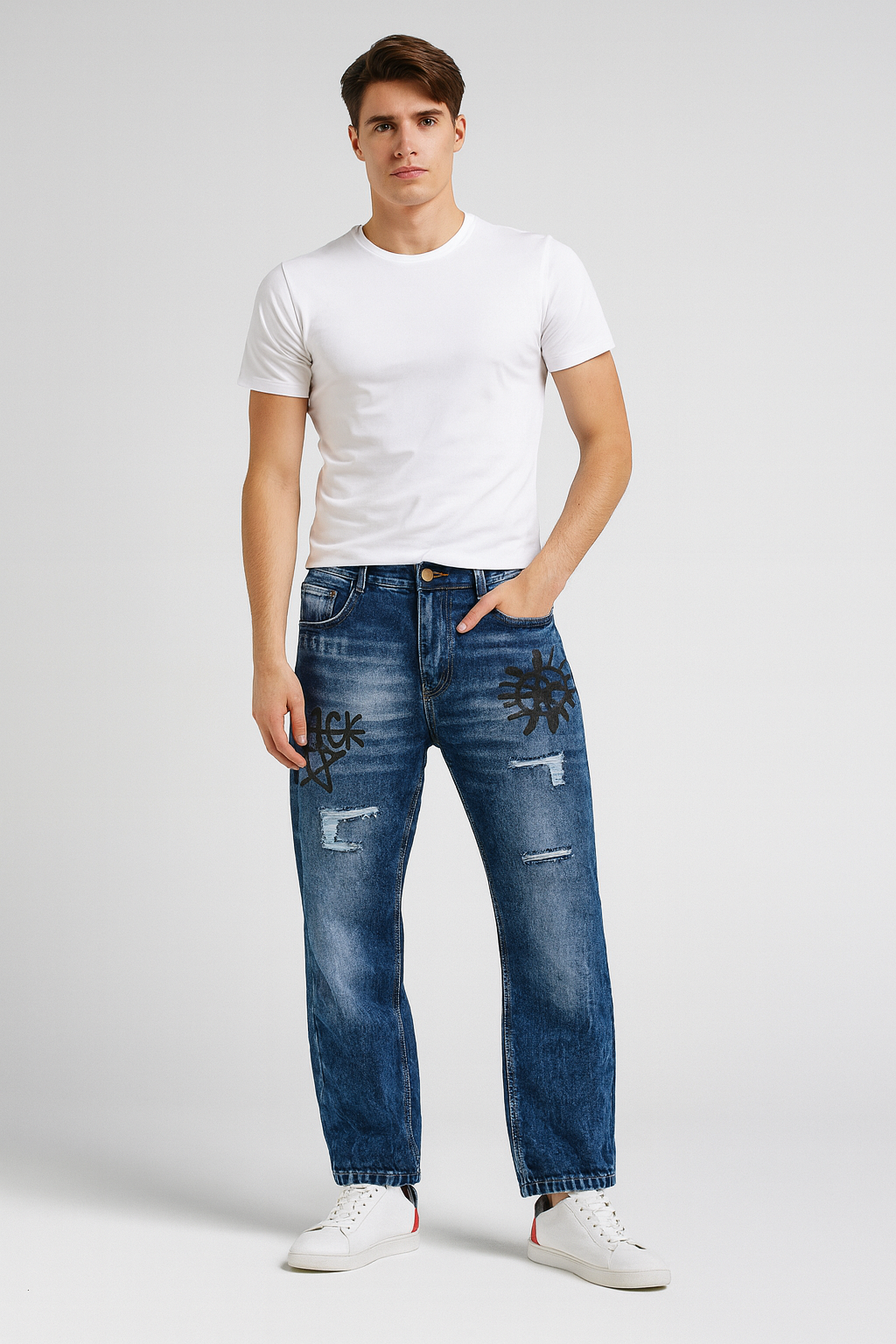 Men’s Torn Baggy Jeans