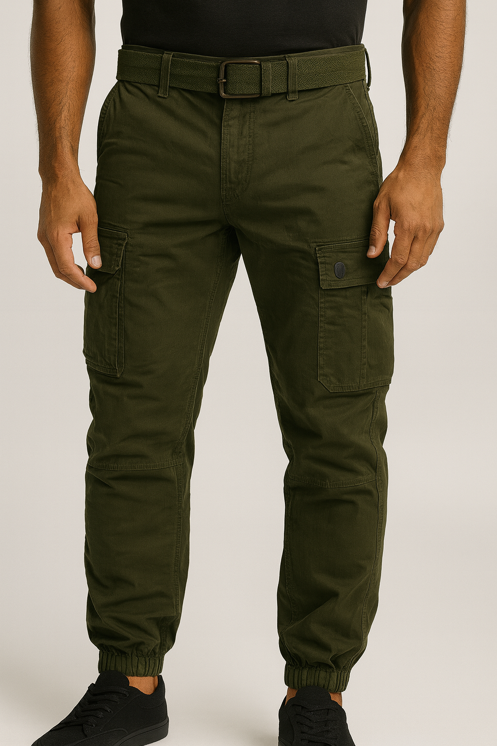 Men’s Olive Green 6-Pocket Joggers Pants