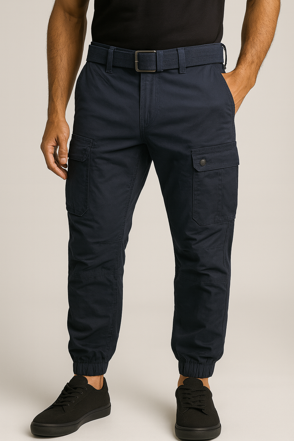 Men’s Navy Blue 6-Pocket Joggers Pants