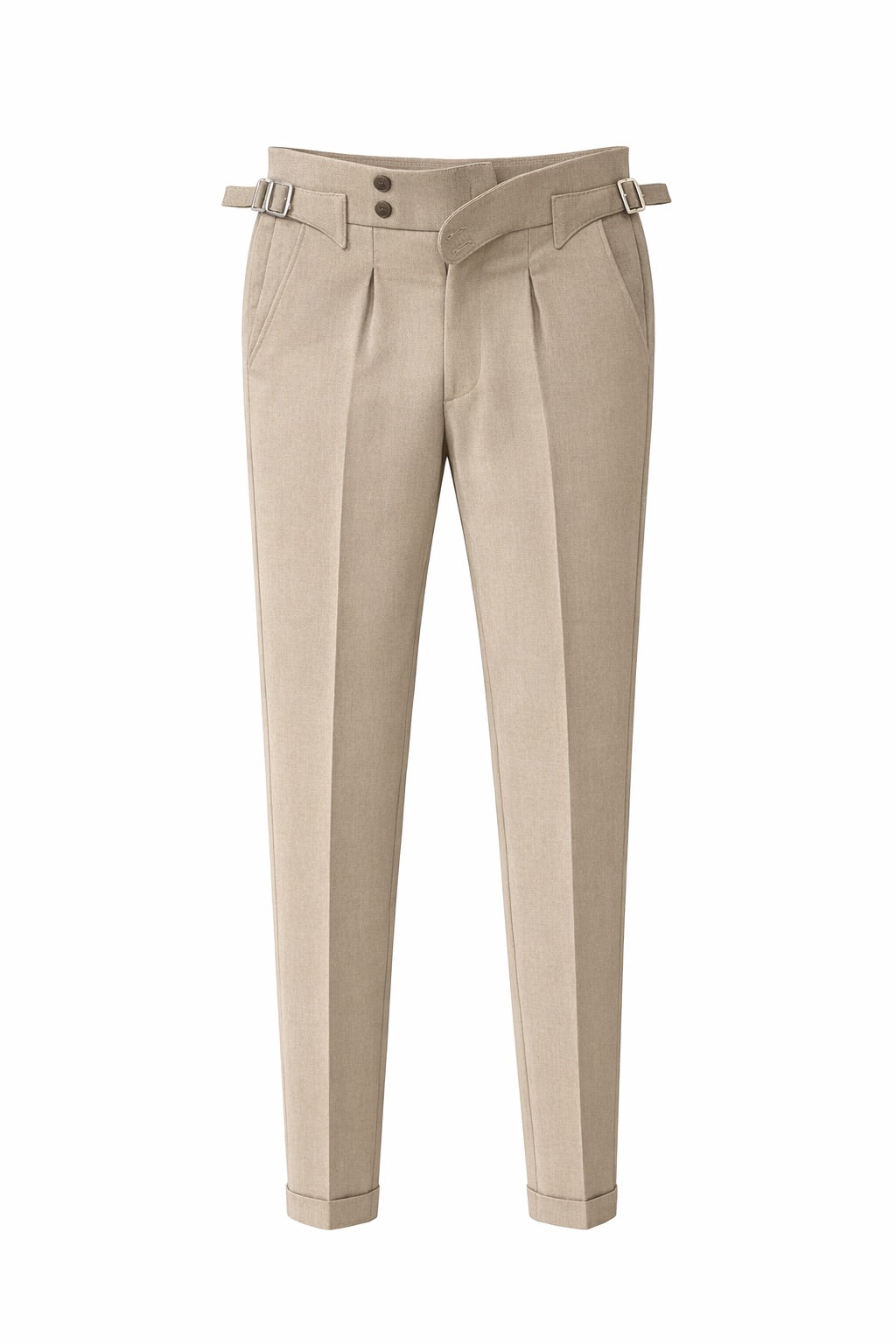 Korean Straight Fit Gurkha High Waist Buckle Trousers