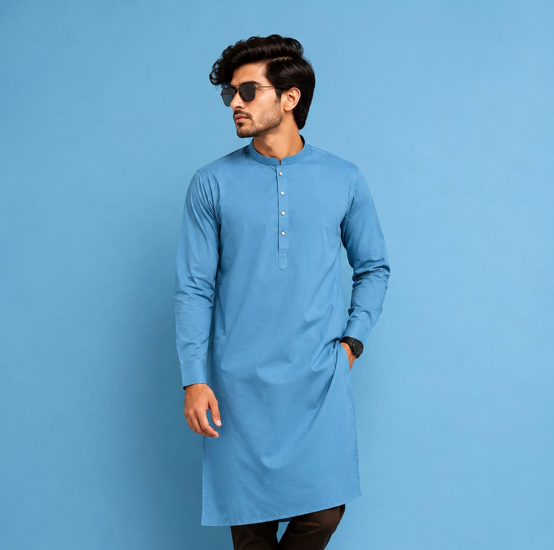Self Texture Long Plain Kurtas