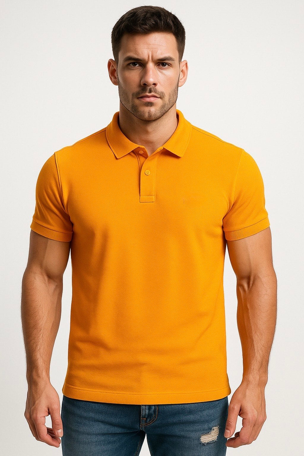 Men’s Mustard Yellow Matty Cotton Polo T-Shirt