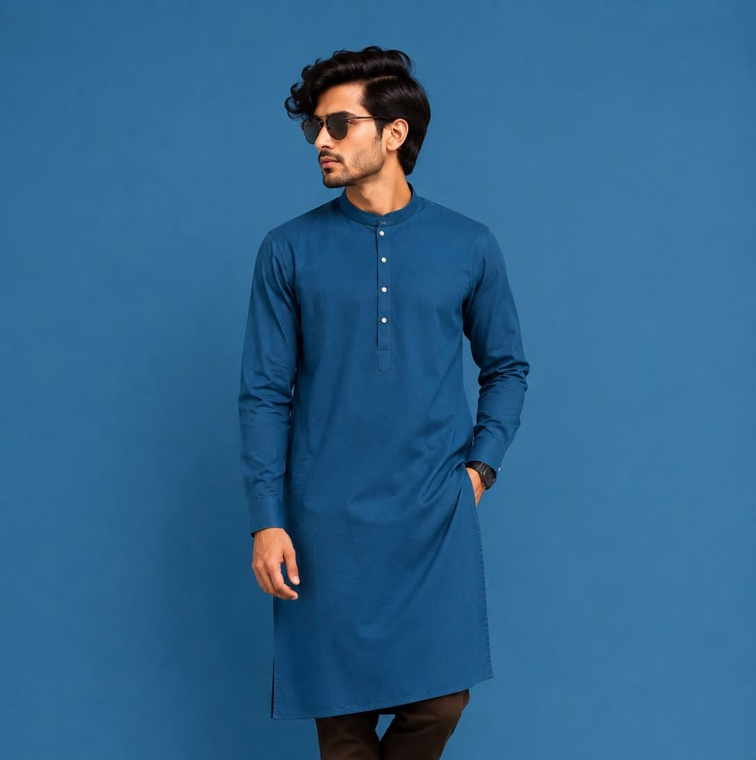 Self Texture Long Plain Kurtas