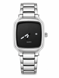 Luxury Black Square Dial Watch for Men | Stainless Steel Strap