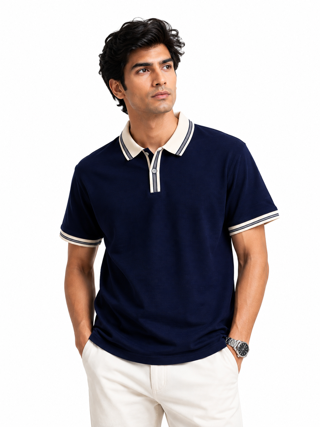 Men’s Premium Contrast Collar Polo T-Shirt