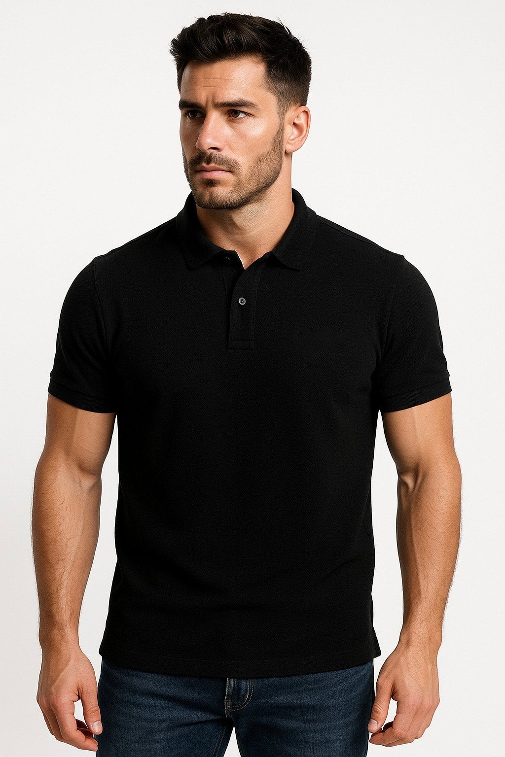 Men’s Black Matty Cotton Polo T-Shirt