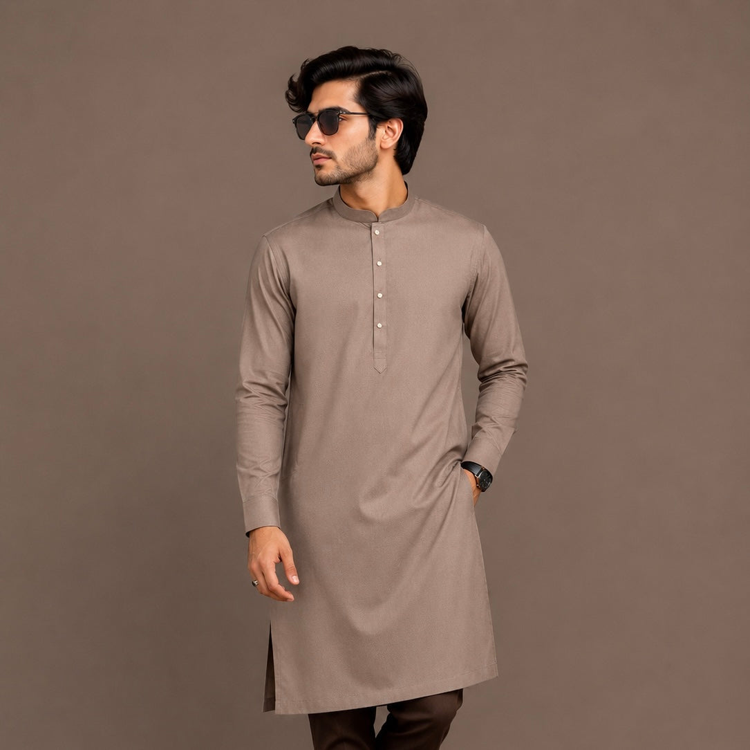 Self Texture Long Plain Kurtas
