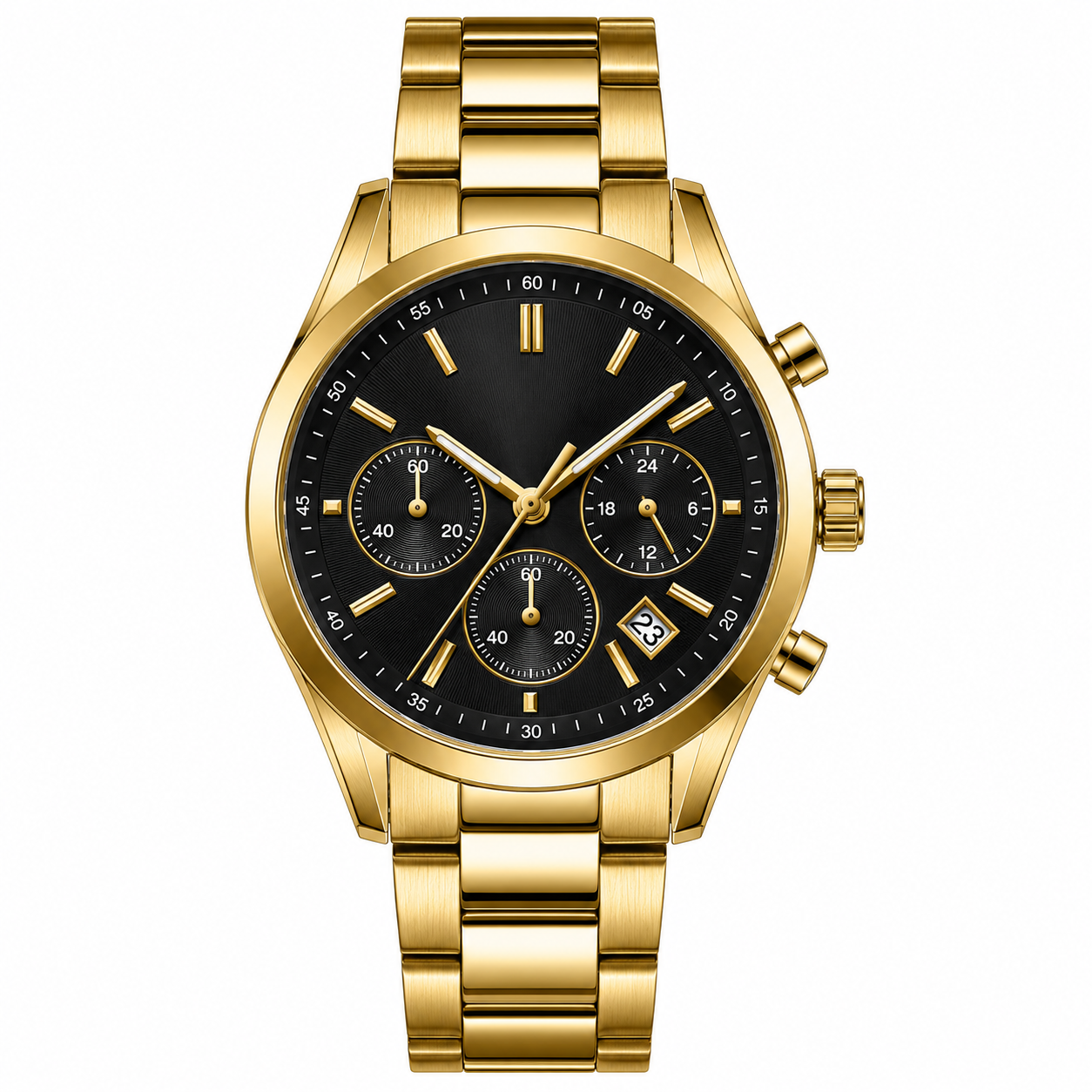 Gold Black Men's Chronograph Watch | Luxury Steel Watch