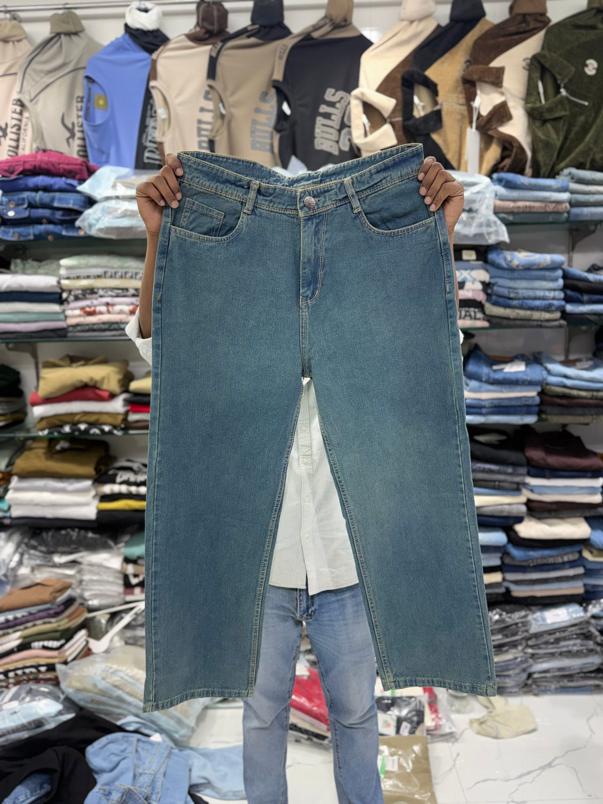 Men’s Baggy Straight Fit Jeans – Premium Denim