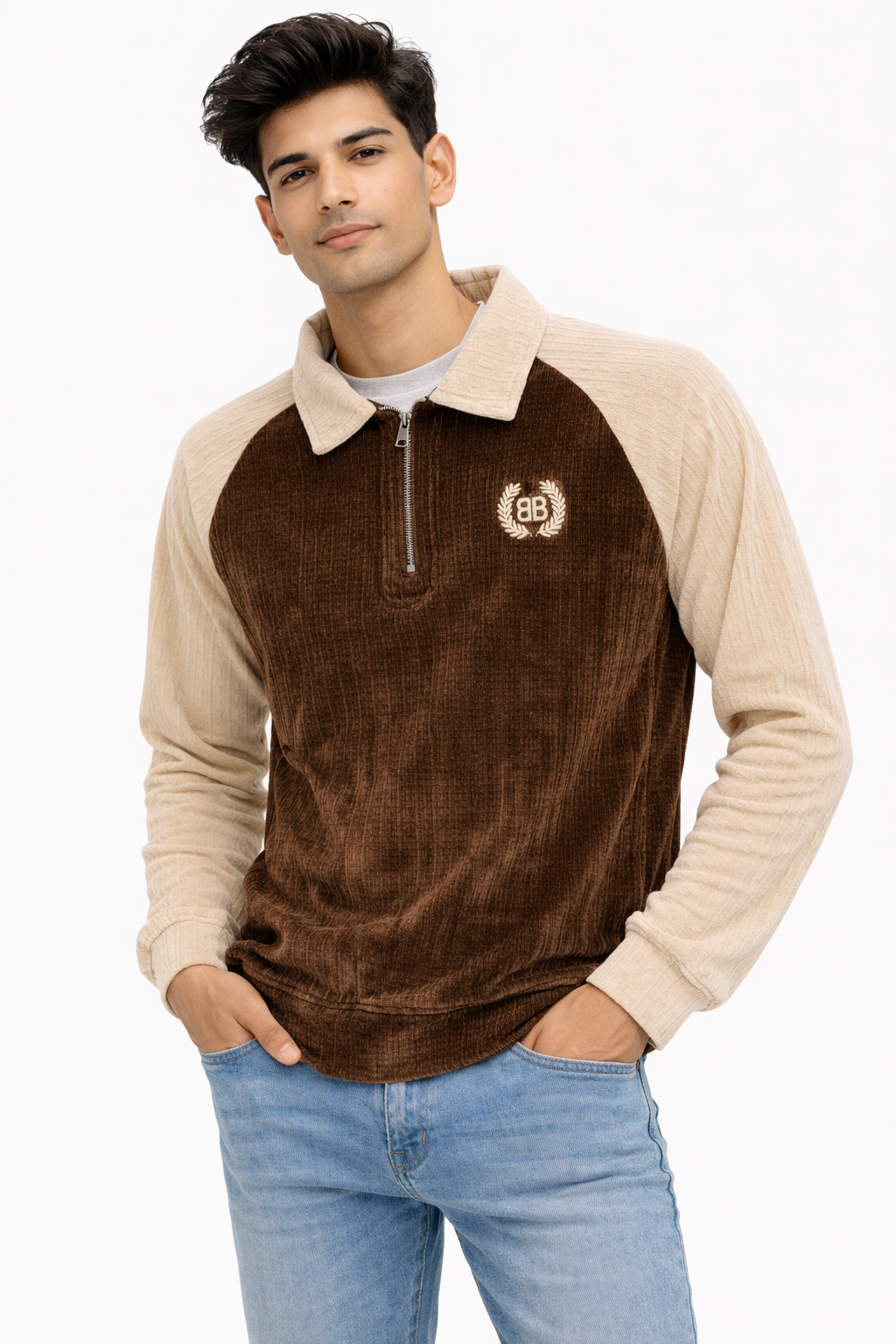 Collar Full Sleeves Corduroy Tshirts