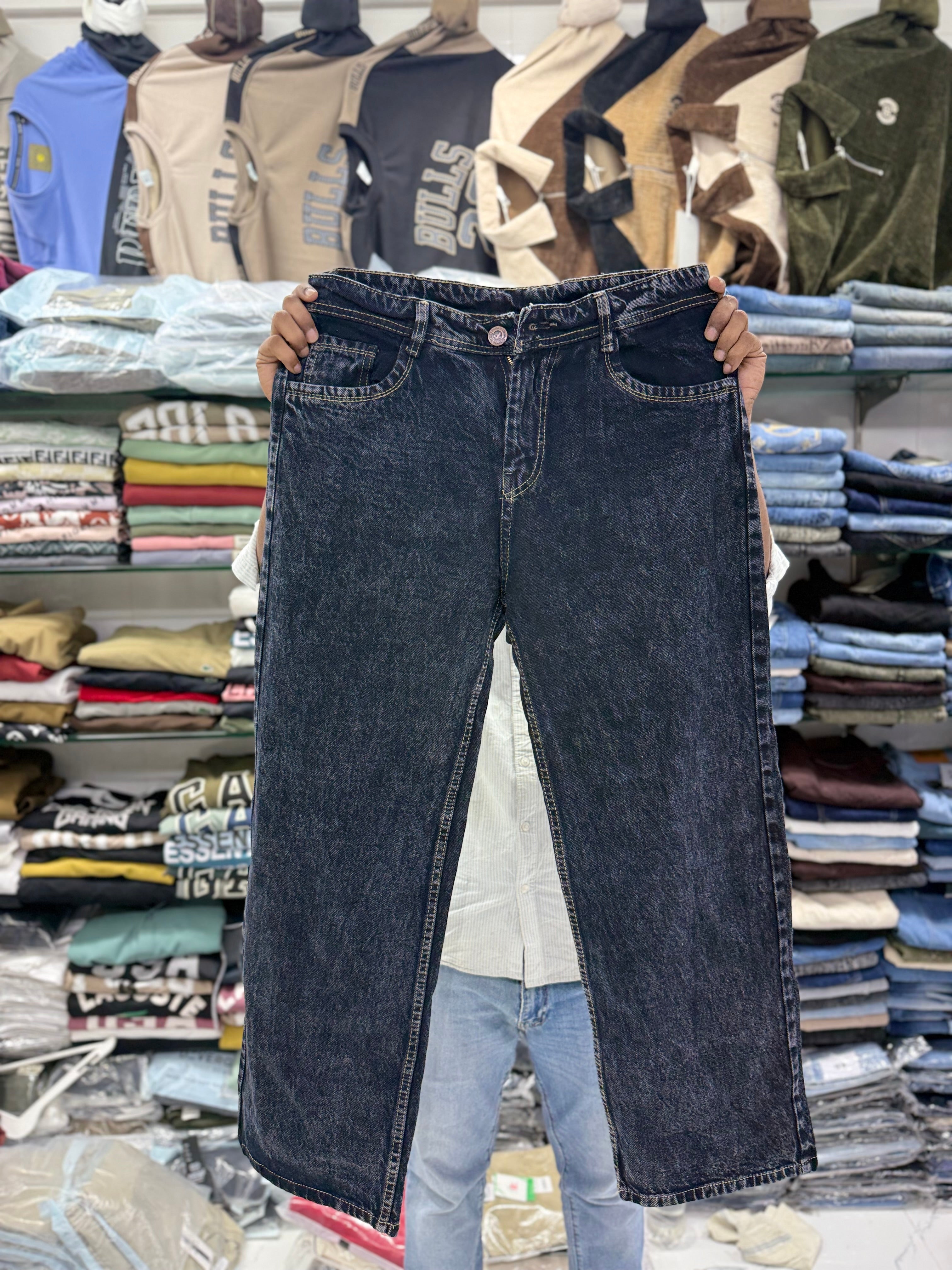 Men’s Baggy Straight Fit Jeans – Premium Denim