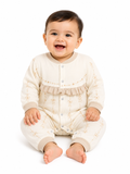Cream & Beige  Baby Romper | Soft Cotton Full Sleeve Sleepsuit for Babies