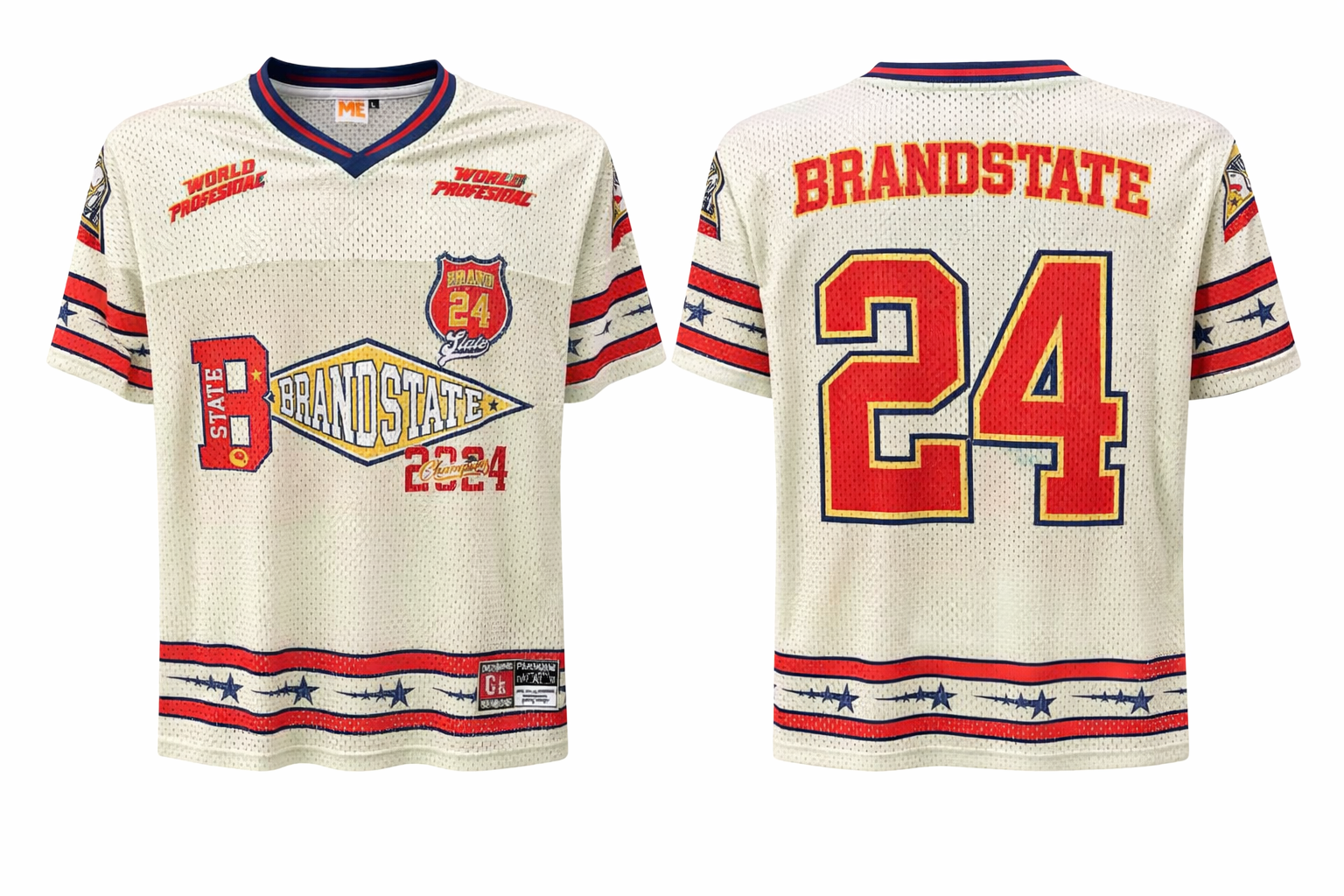 V - Neck Knitted Oversize Back Print T-shirts