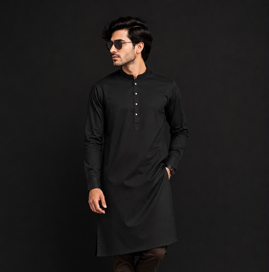 Self Texture Long Plain Kurtas