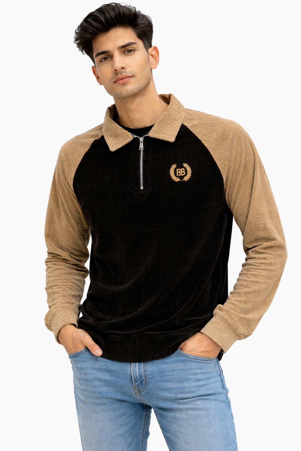 Collar Full Sleeves Corduroy Tshirts
