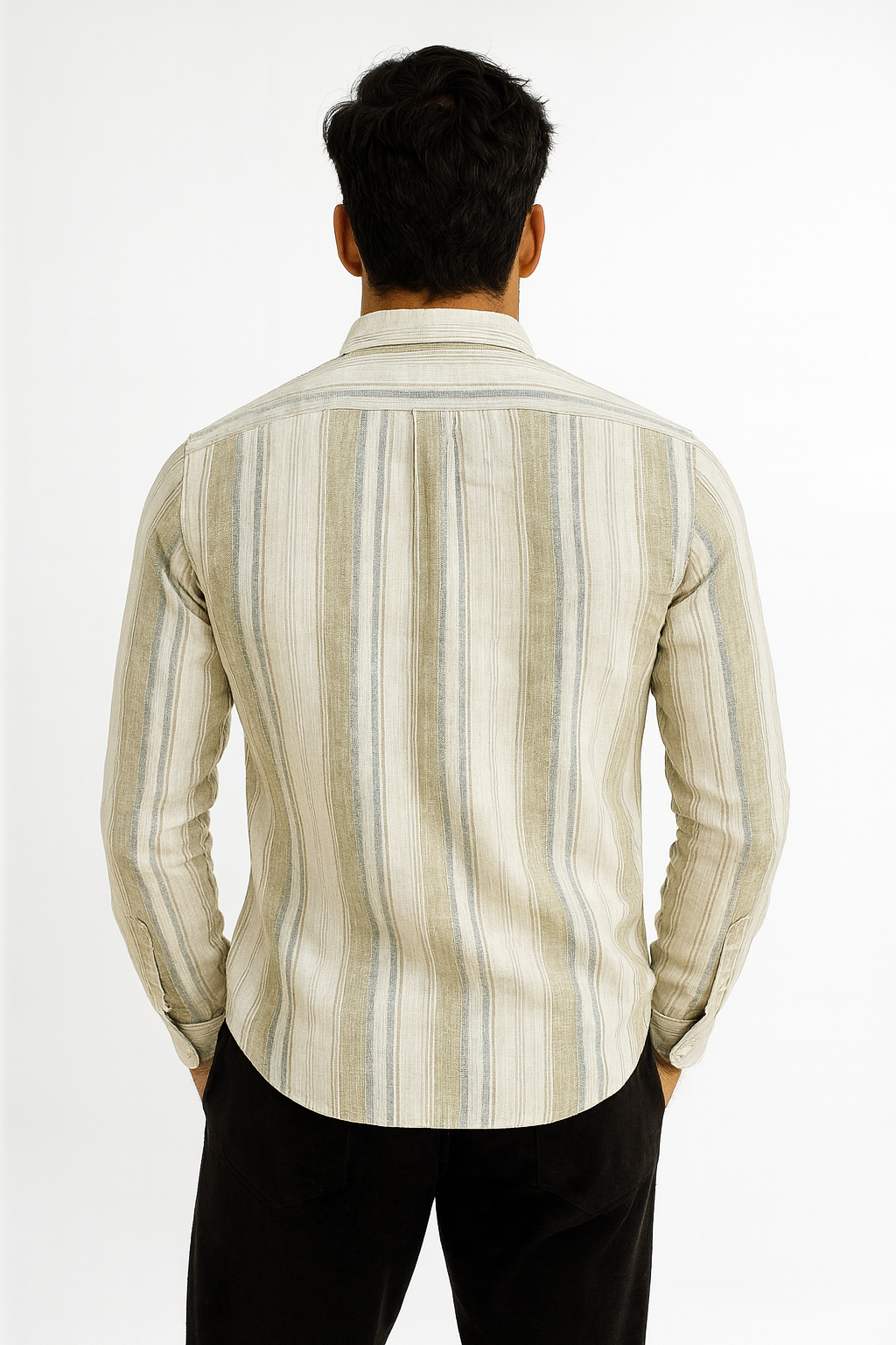 Men’s Casual Vertical Lining Striped Shirt