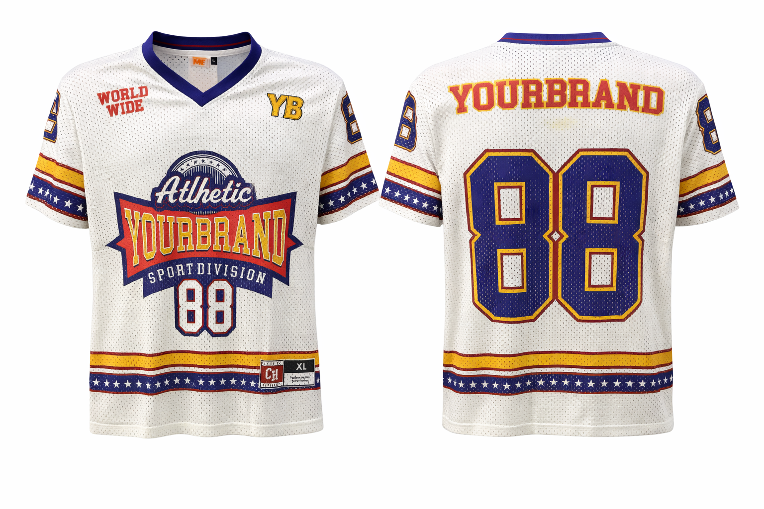 V - Neck Knitted Oversize Back Print T-shirts