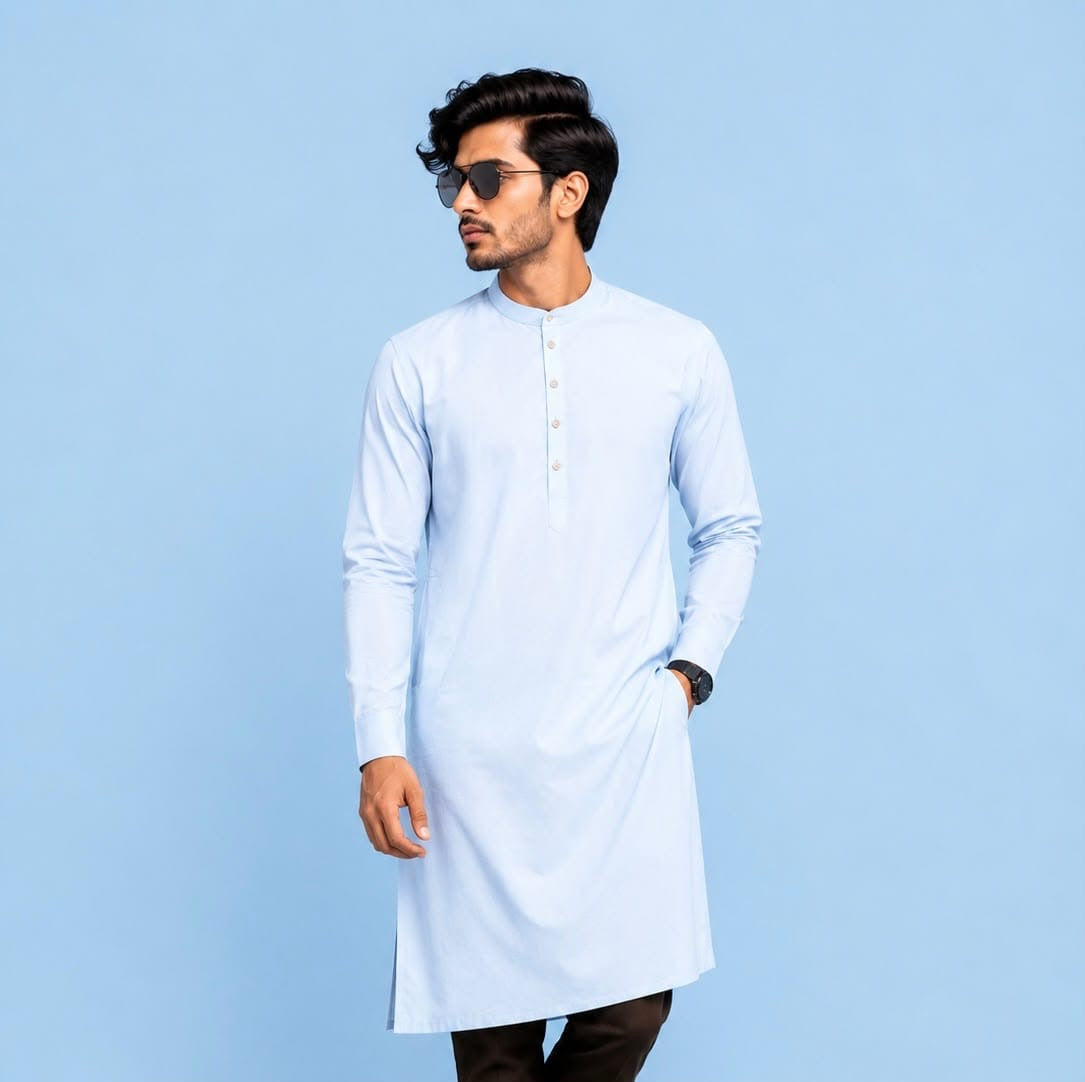 Self Texture Long Plain Kurtas
