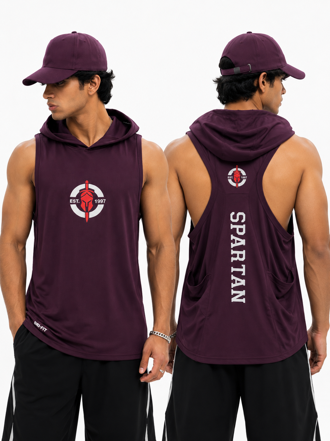 Men's Tank Top Sando with Cap | Sleeveless Gym & Casual Wear