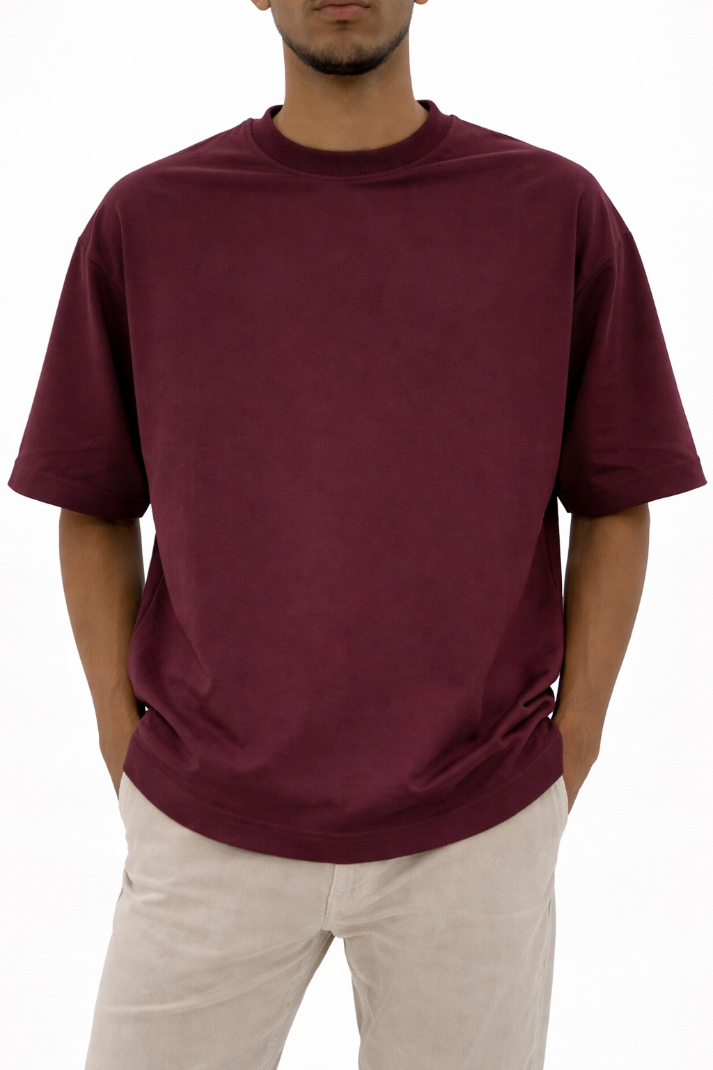 Downshoulder Plain Tshirts