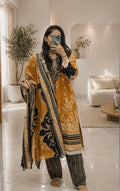 Mustard Yellow Printed Lawn Suit with Dupatta | Pakistani 3 Piece Dress
