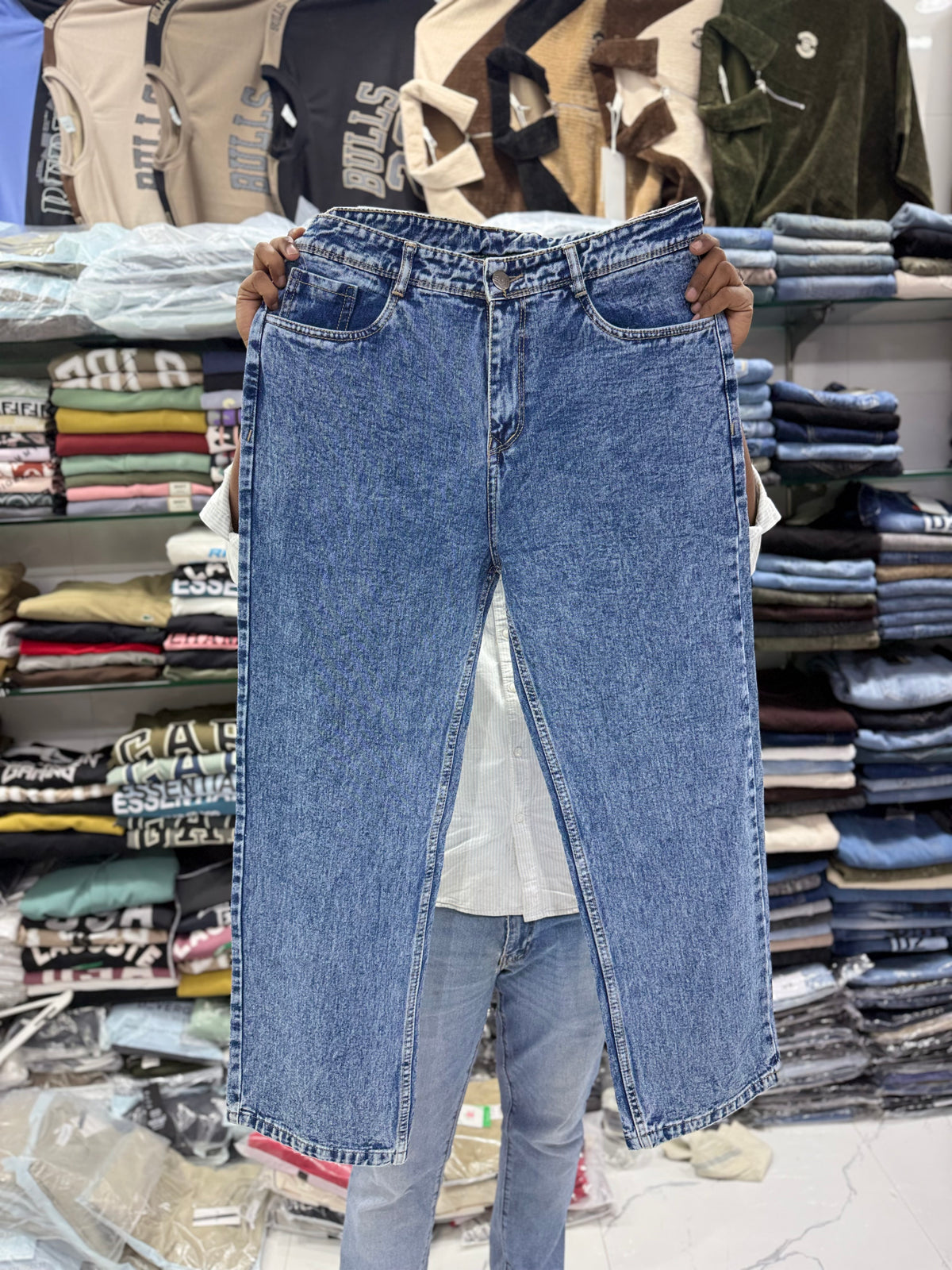 Men’s Baggy Straight Fit Jeans – Premium Denim