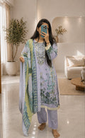 Light Lavender Printed Lawn Suit with Dupatta | Pakistani 3 Piece Dress