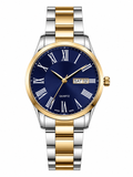 Men's Blue Dial Two-Tone Quartz Watch | Gold & Silver Stainless Steel