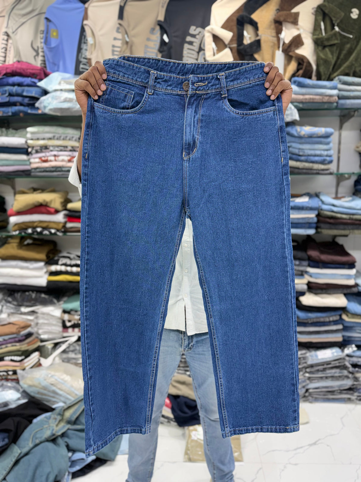 Men’s Baggy Straight Fit Jeans – Premium Denim