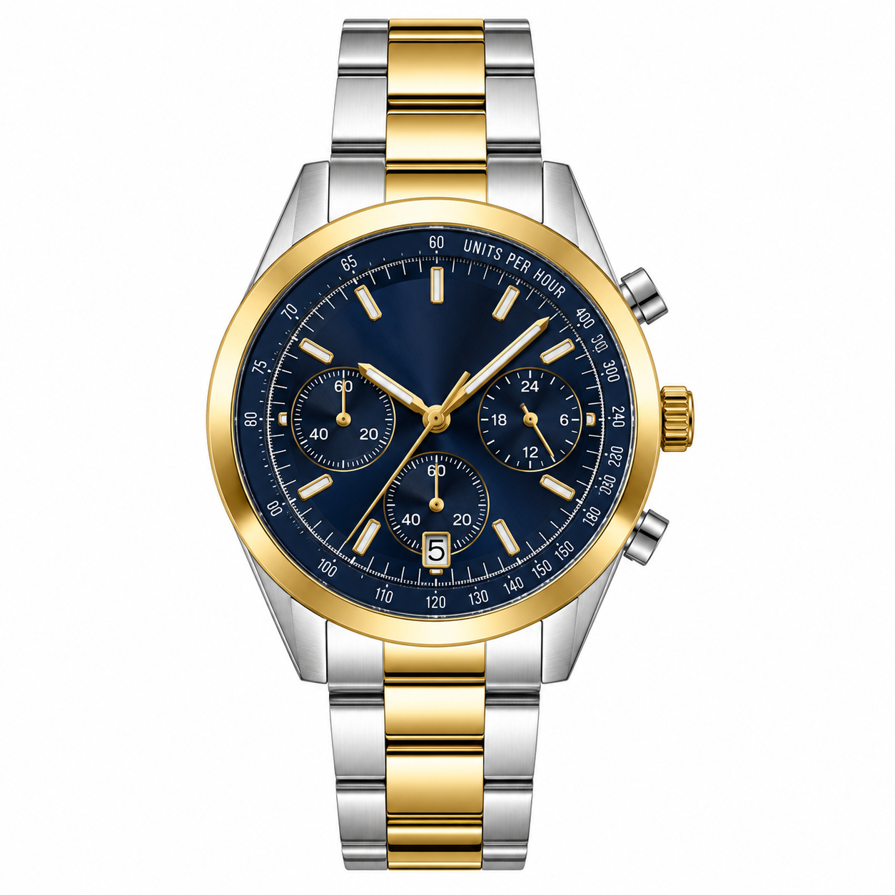 Gold & Silver Blue Dial Men's Chronograph Watch