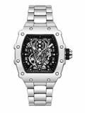 Silver Skeleton Automatic Men's Watch | Luxury Steel Watch