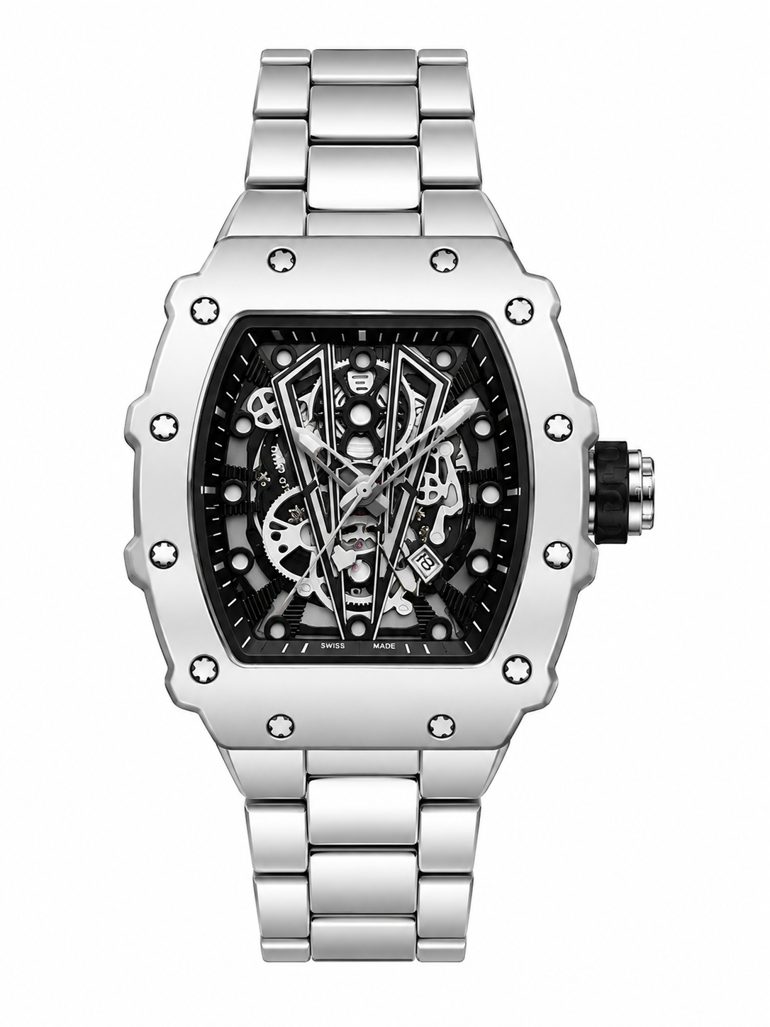 Silver Skeleton Automatic Men's Watch | Luxury Steel Watch