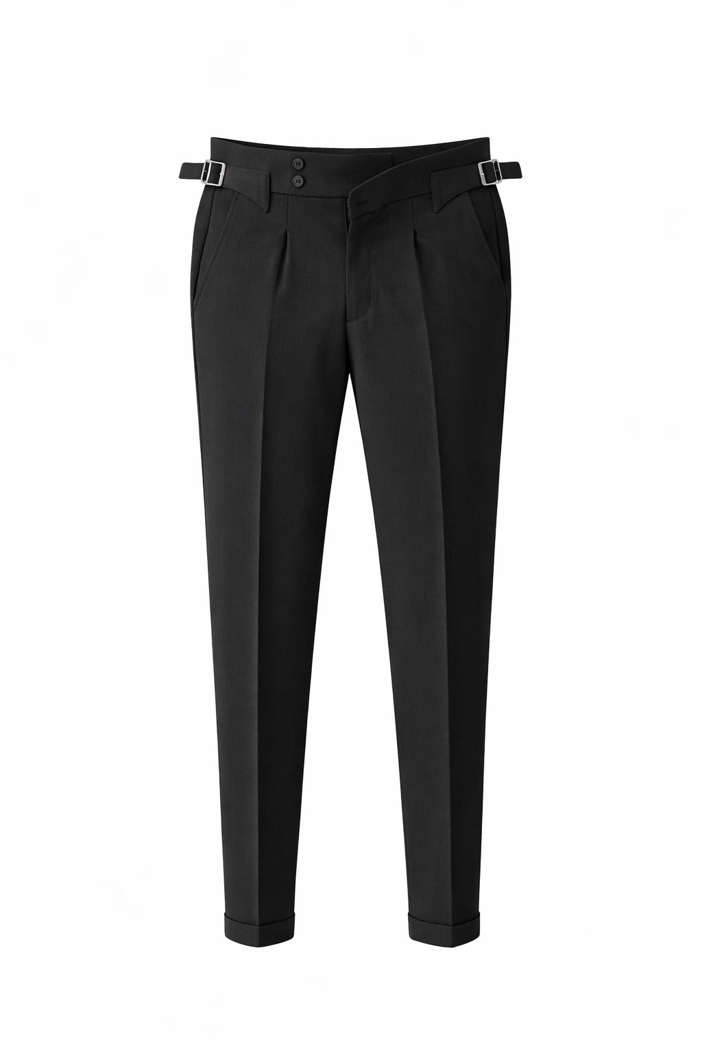 Korean Straight Fit Gurkha High Waist Buckle Trousers