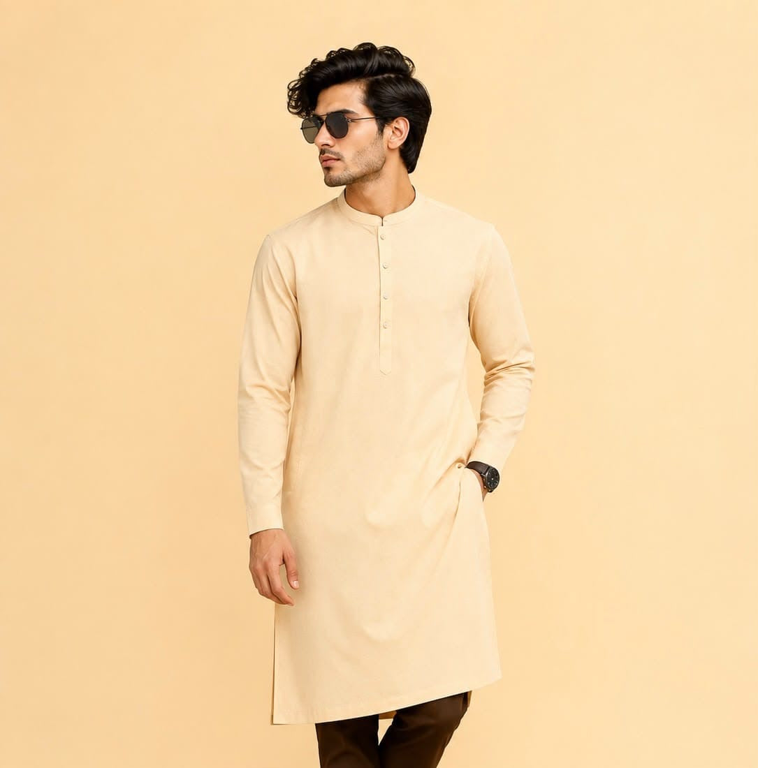 Self Texture Long Plain Kurtas