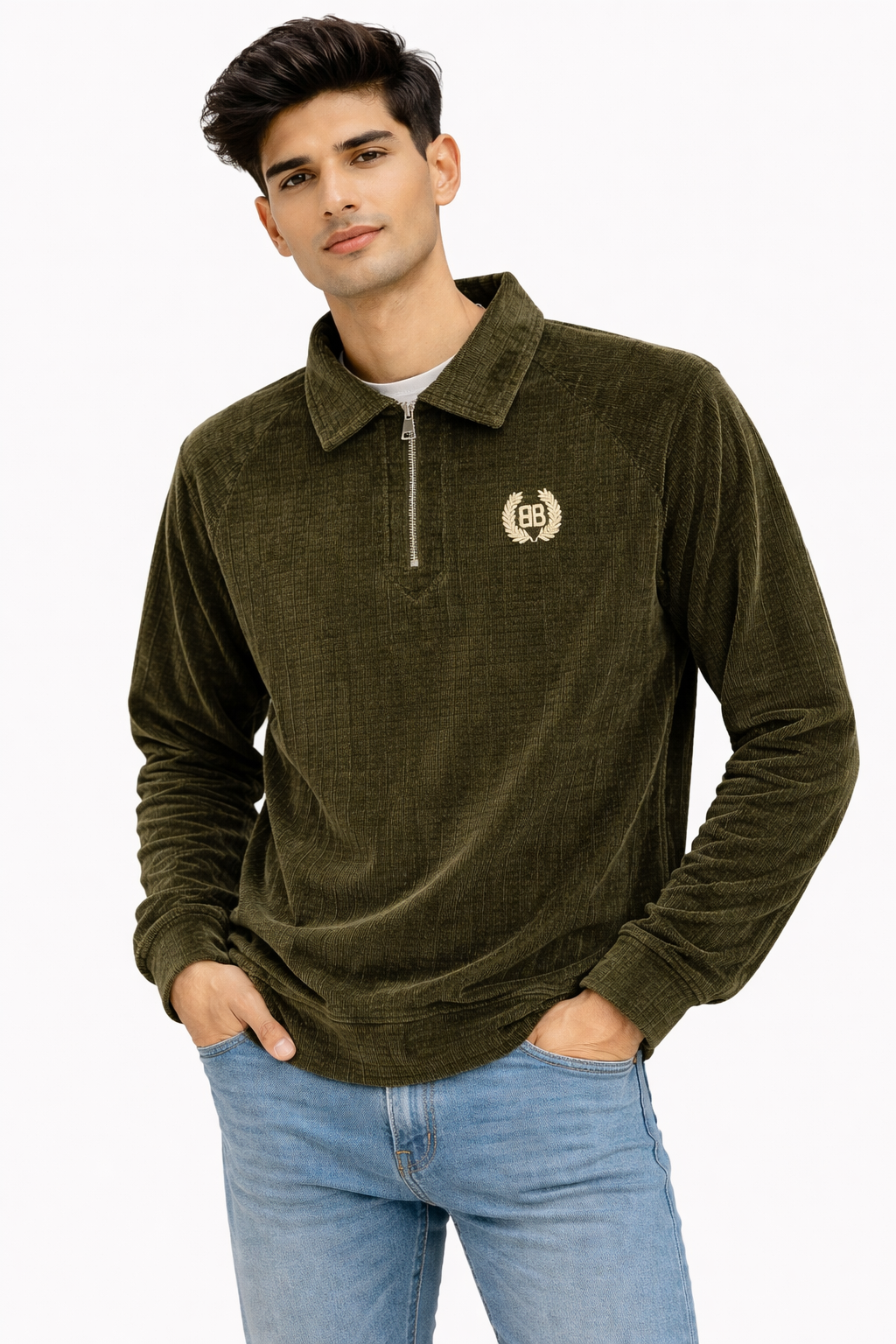 Collar Full Sleeves Corduroy Tshirts