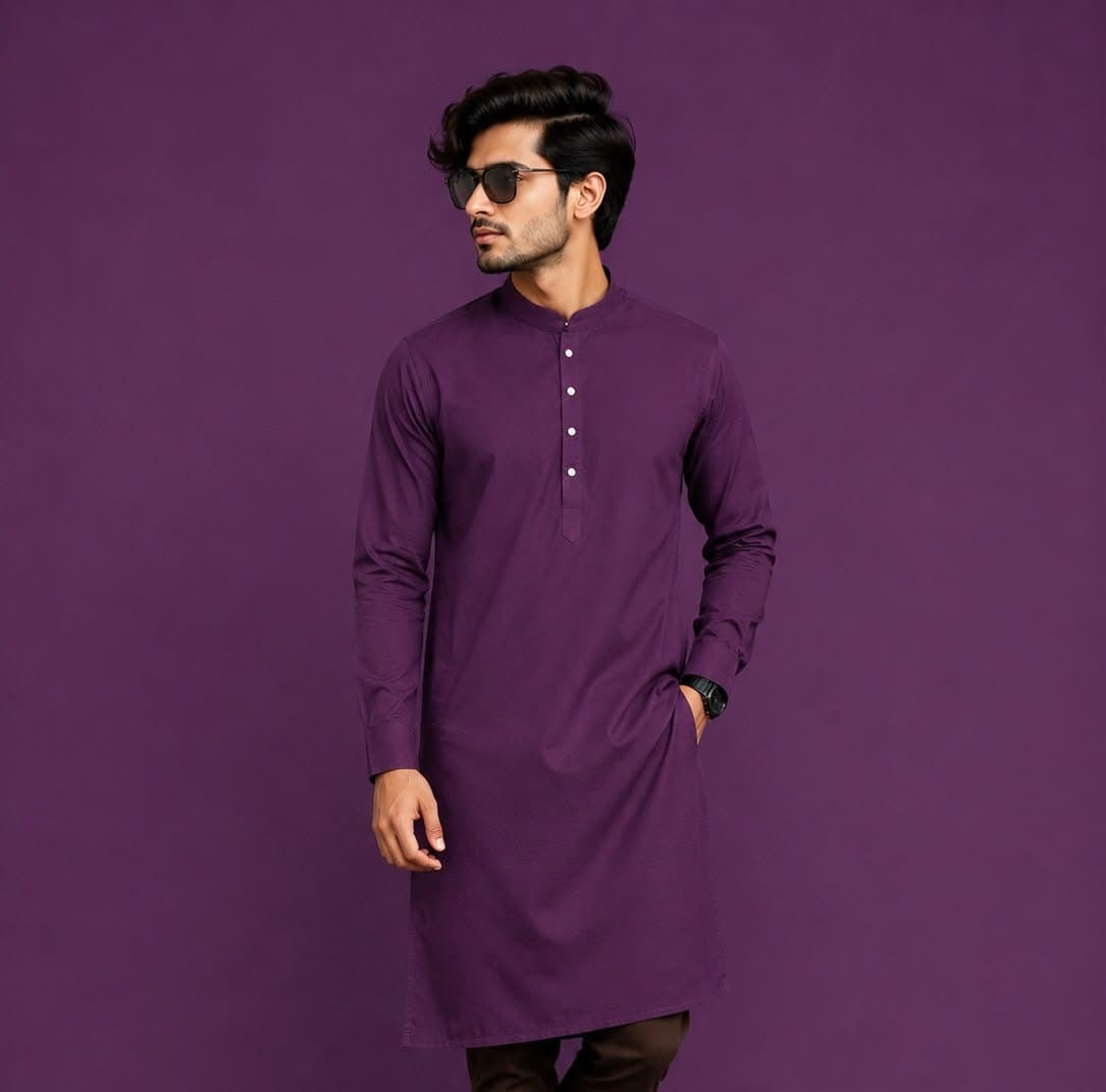Self Texture Long Plain Kurtas