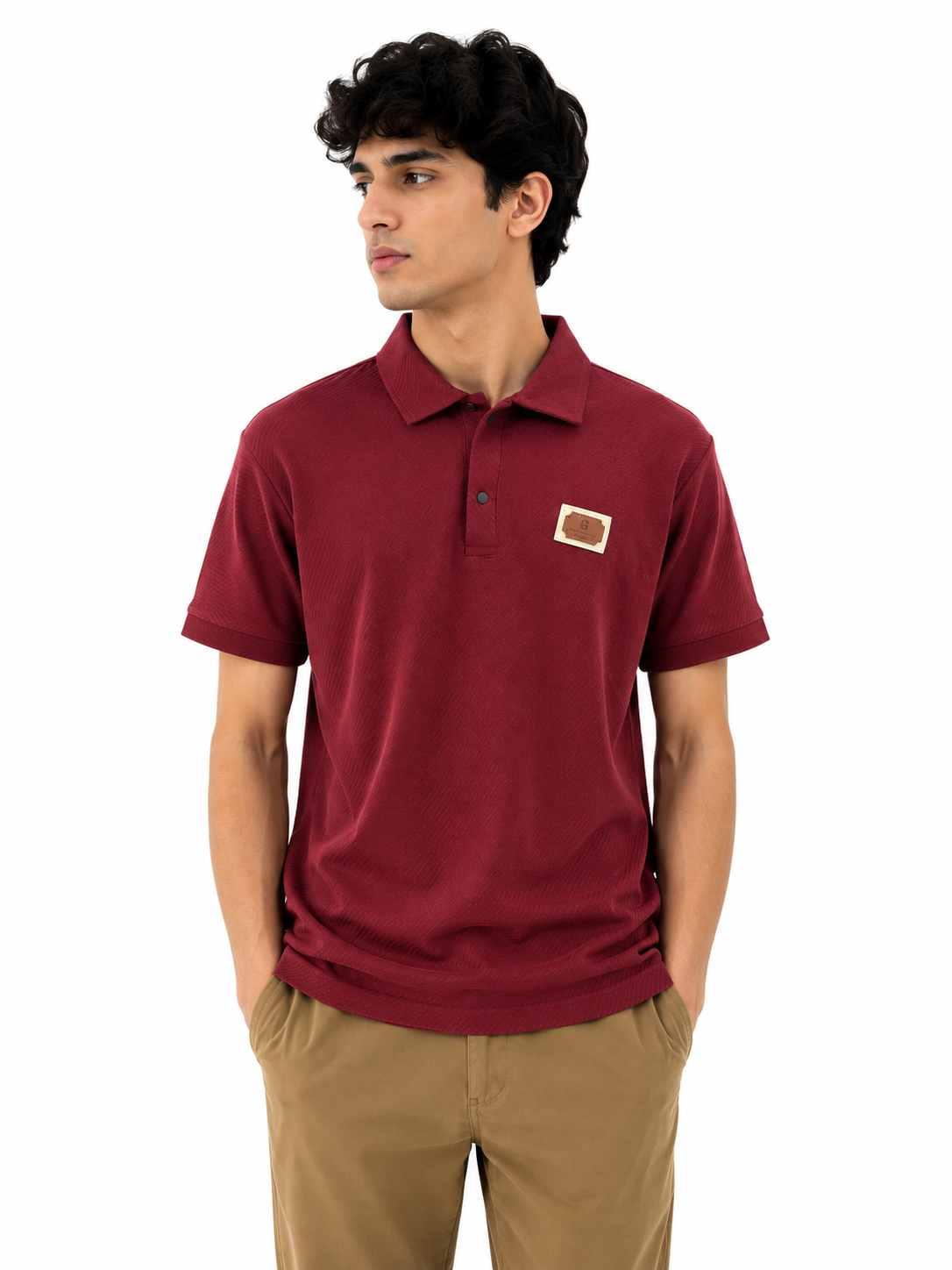 Men's Self Texture Half Sleeve Collar T-Shirt | Premium Polo T-Shirt