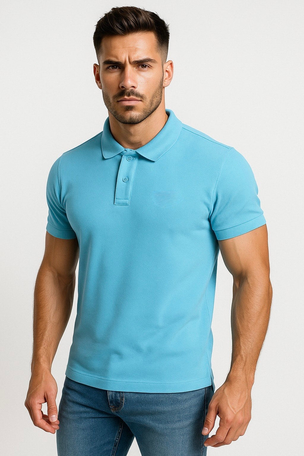 Men’s Sky Blue Matty Cotton Polo T-Shirt