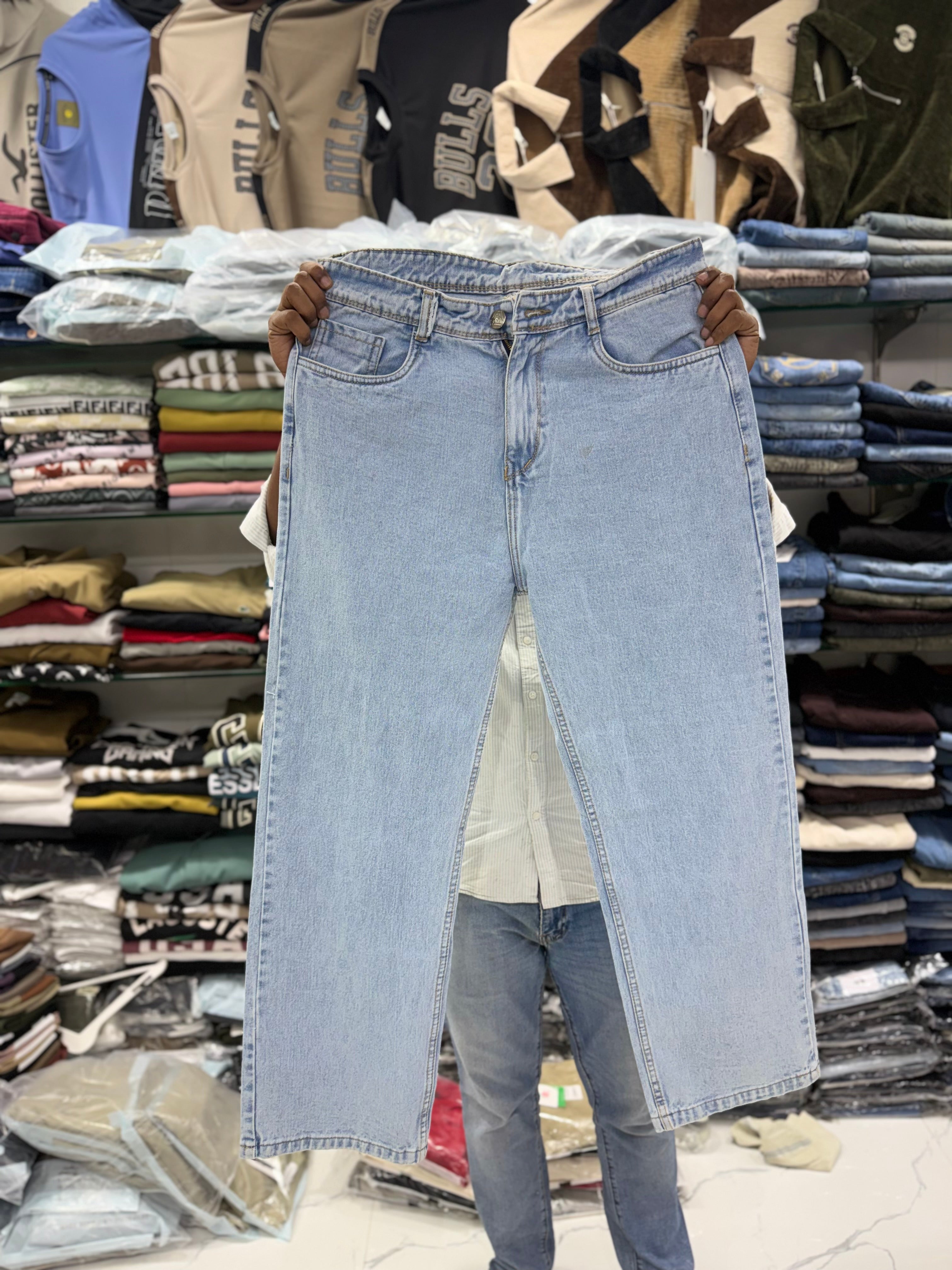 Men’s Baggy Straight Fit Jeans – Premium Denim