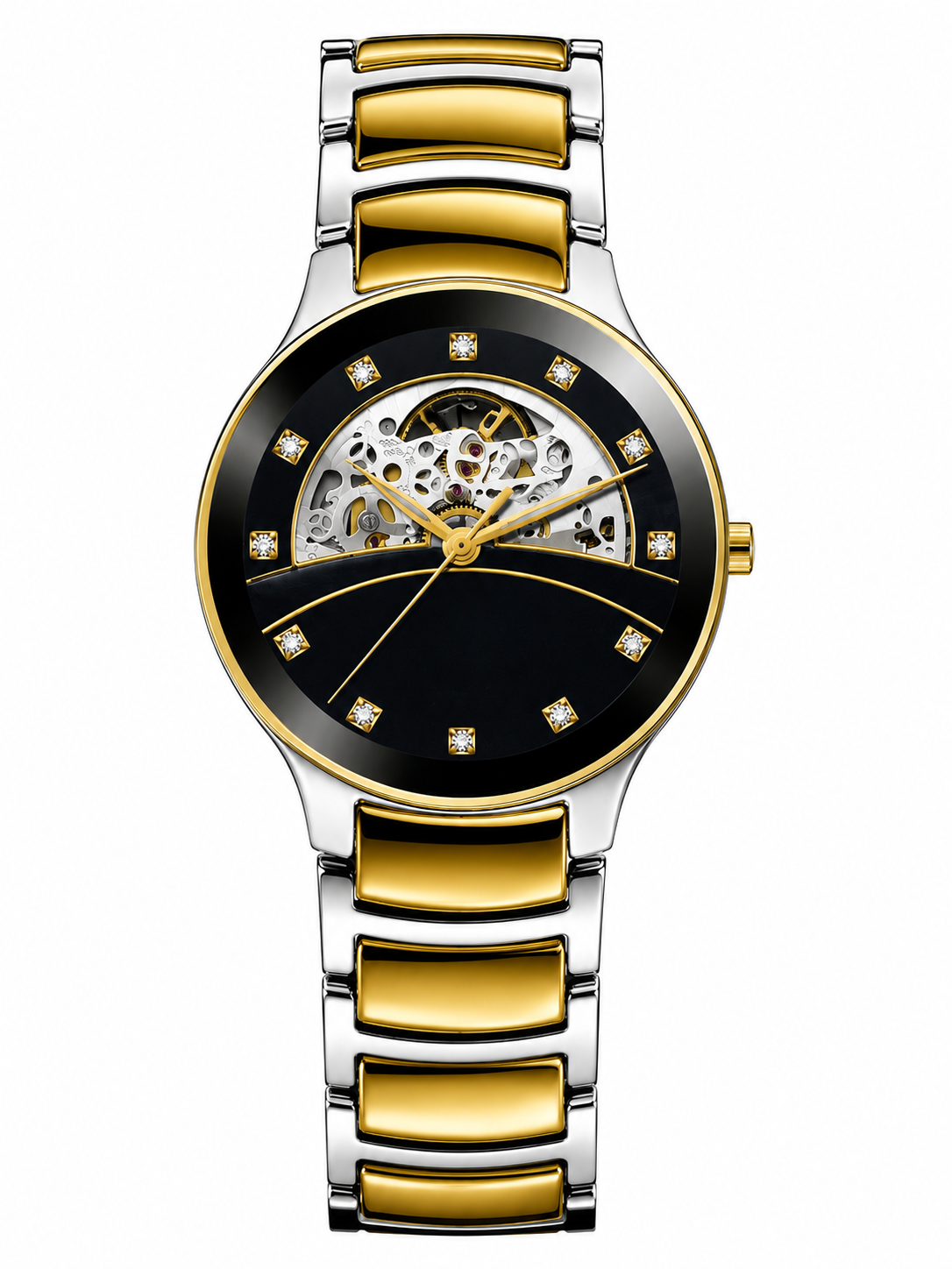 Gold & Black Skeleton Men's Watch | Luxury Steel Watch