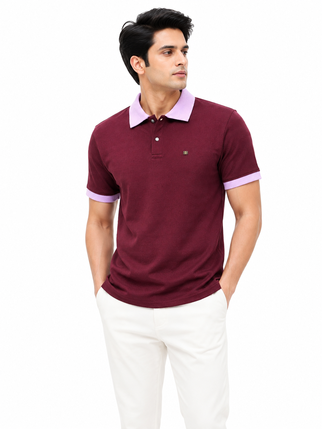 Polo Half Sleeves Tshirts Self Texture