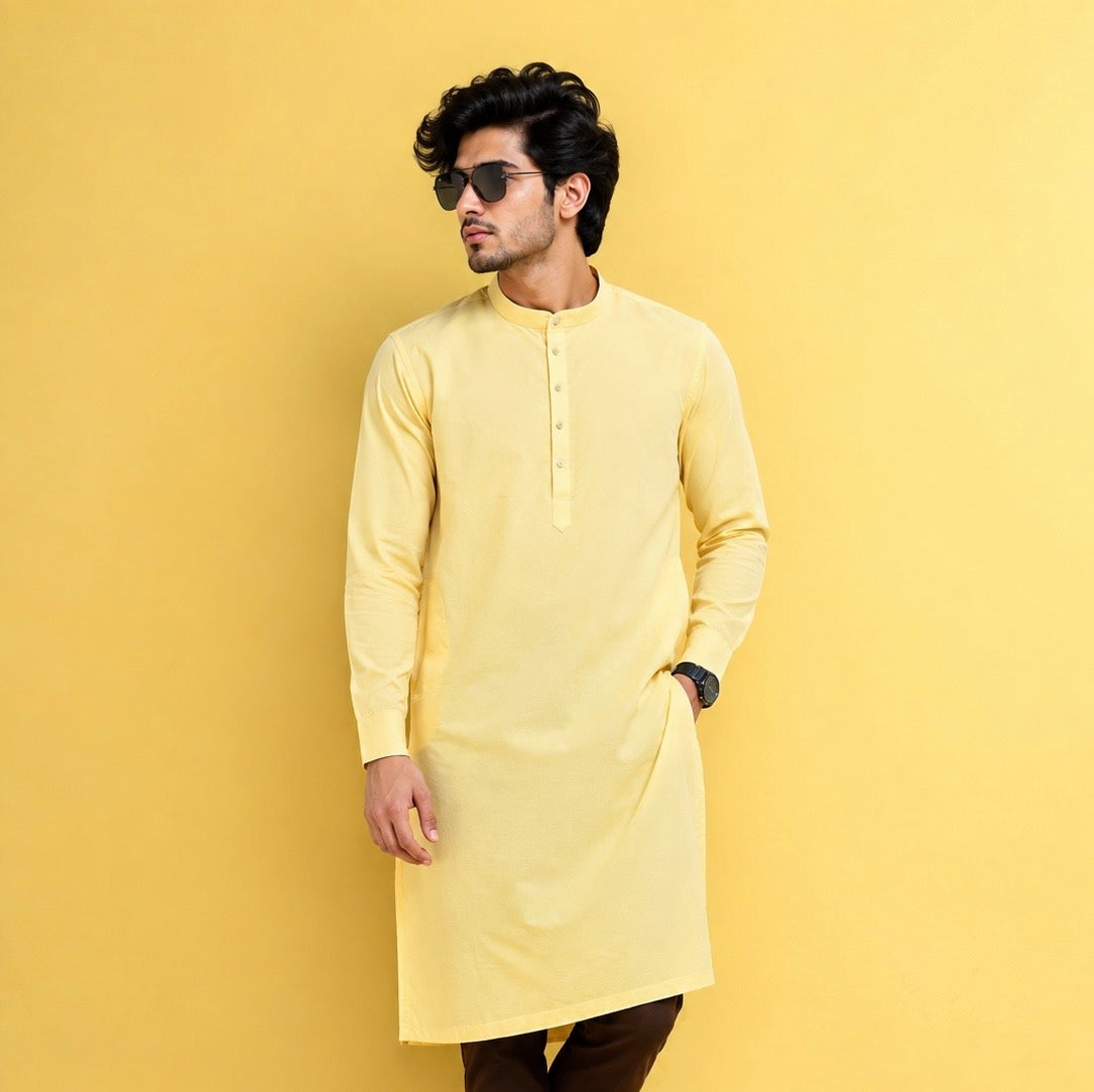 Self Texture Long Plain Kurtas