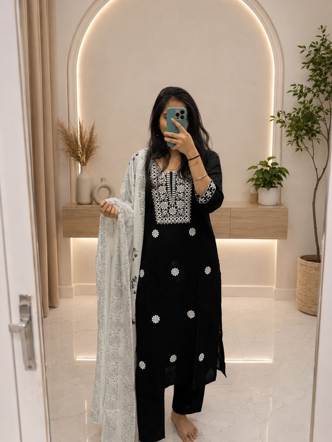 Premium Lucknowi Chikankari Cotton Kurti Set with Dupatta | Embroidered Ethnic Wear for Women