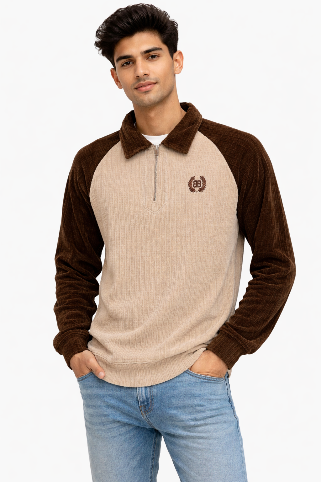 Collar Full Sleeves Corduroy Tshirts