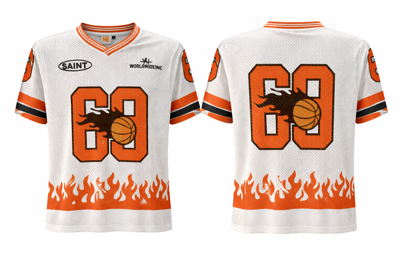 V - Neck Knitted Oversize Back Print T-shirts