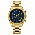 Gold Blue Dial Men's Chronograph Watch | Luxury Steel
