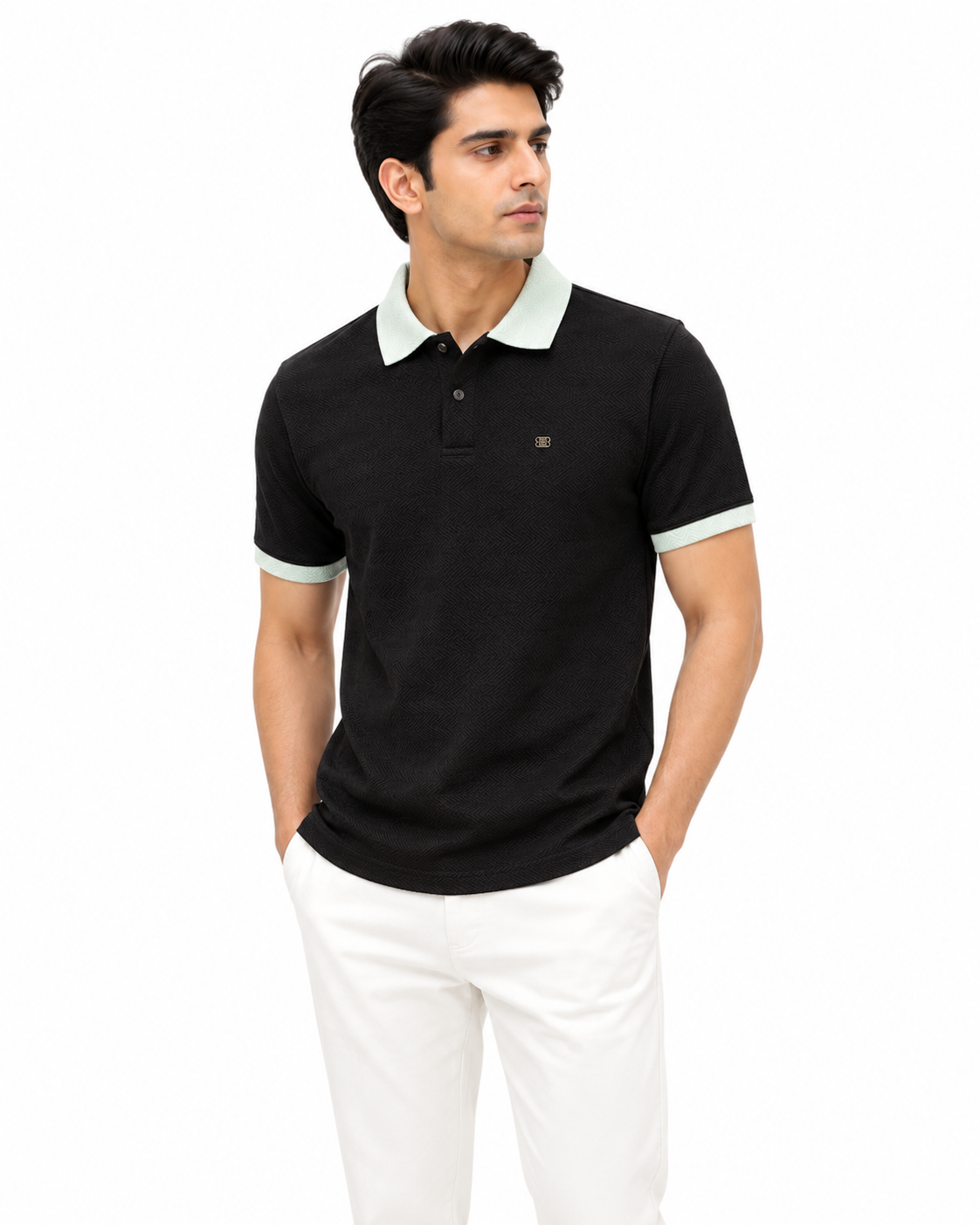 Polo Half Sleeves Tshirts Self Texture